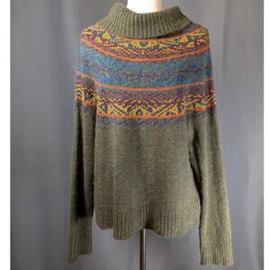 Peruvian Connection Baby Alpaca Soft Cowl Neck Women's Sweater Green Size XL